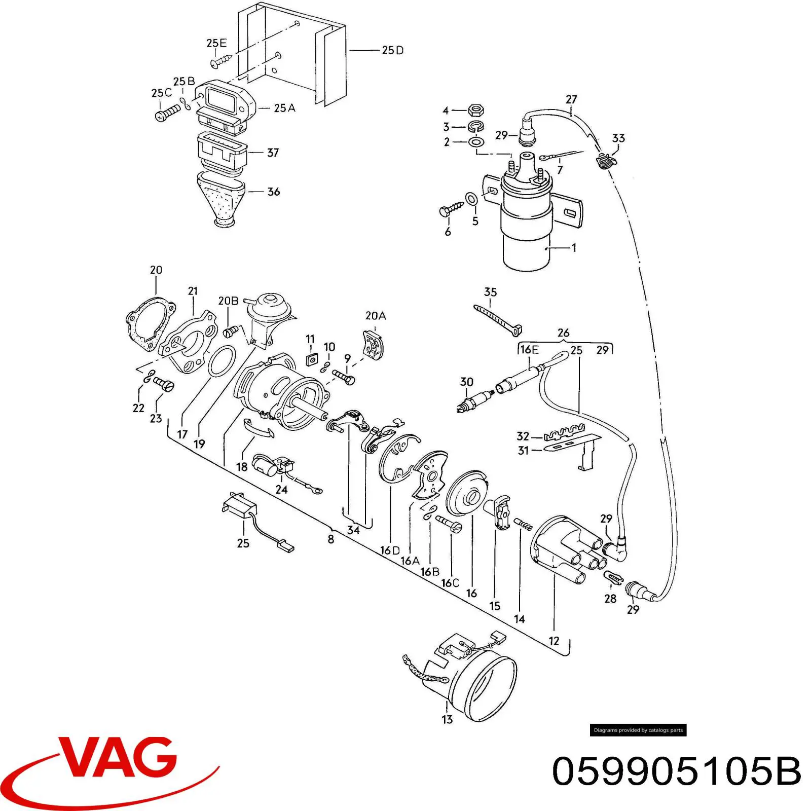 Катушка зажигания 059905105B VAG