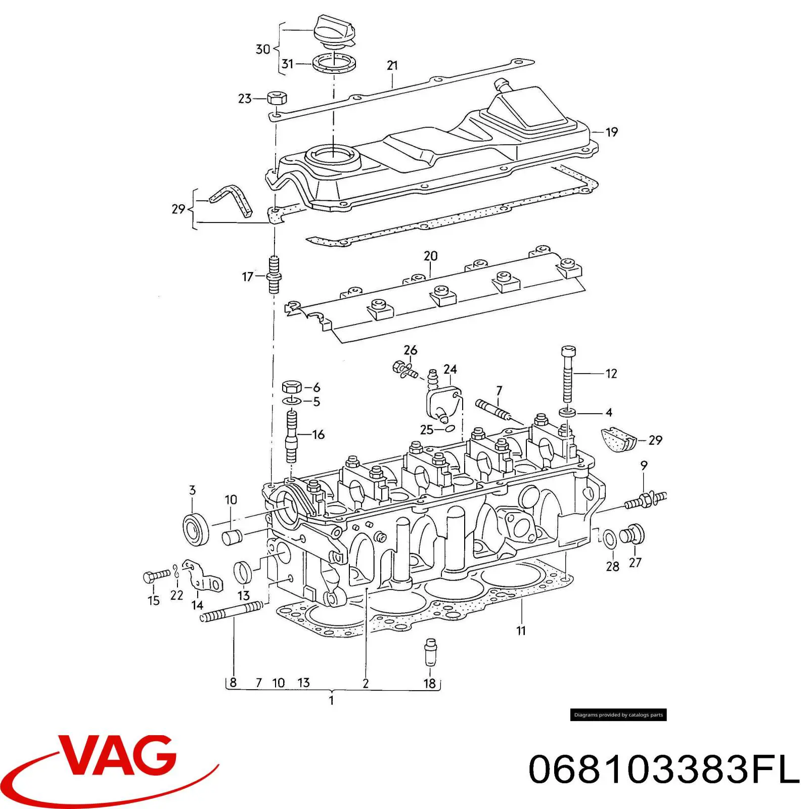 Прокладка ГБЦ 068103383FL VAG