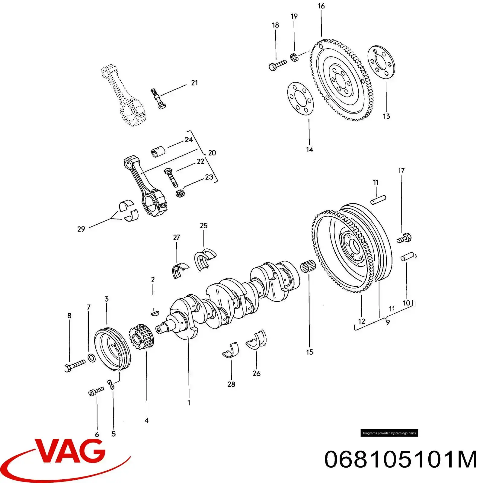 Вал коленчатый и маховик VAG 068105101M цена, от 99.44 USD