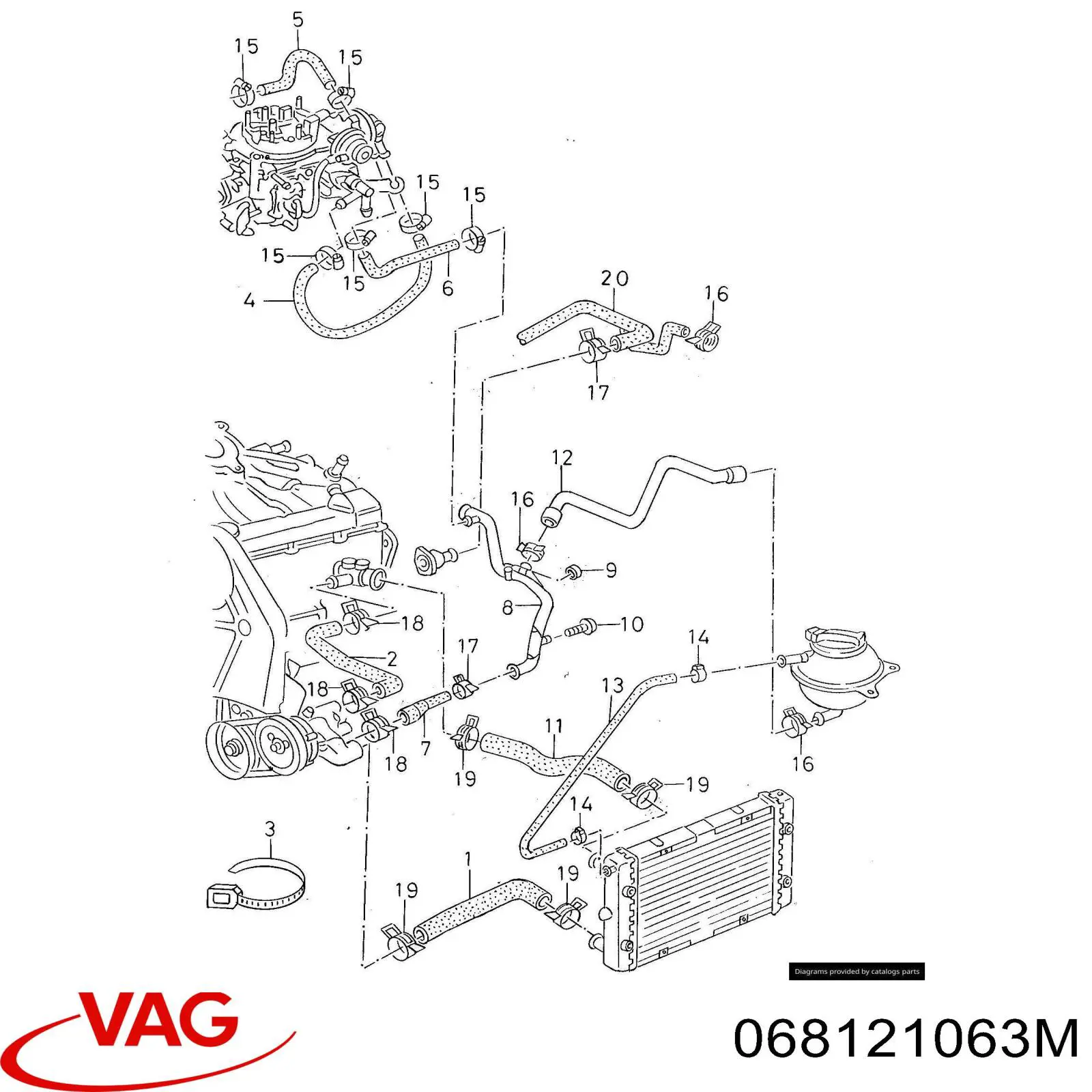 Патрубок термостата VAG 068121063M