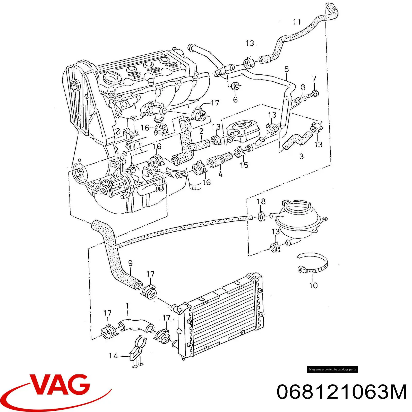 Шланг/патрубок системы охлаждения VAG 068121063M цена, от 2.51 USD