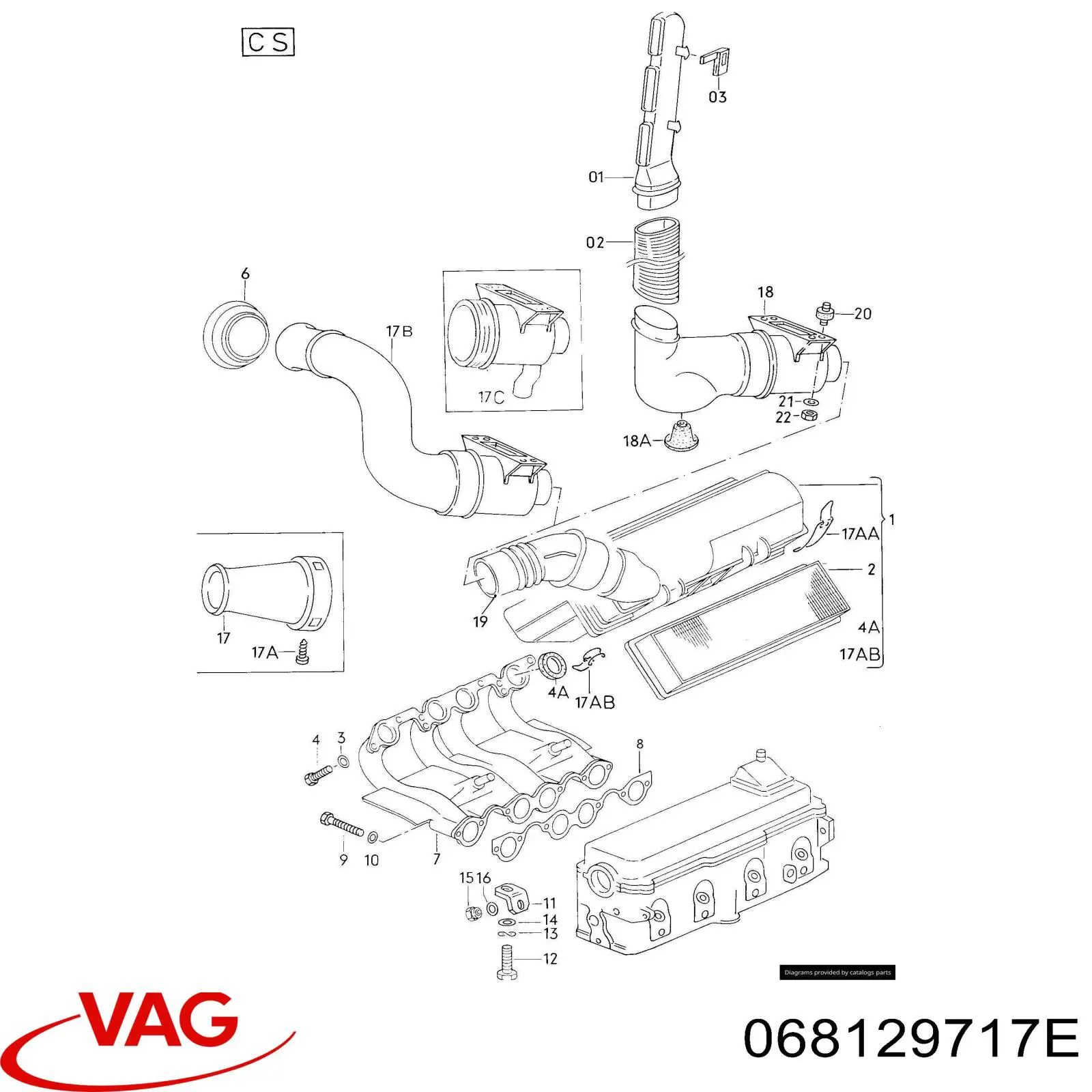 Прокладка впускного коллектора 068129717E VAG