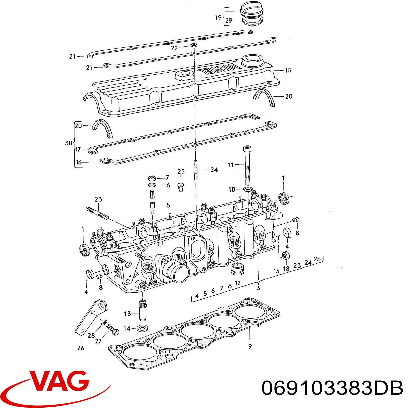 Прокладка ГБЦ VAG 069103383DB цена, от 37.91 USD