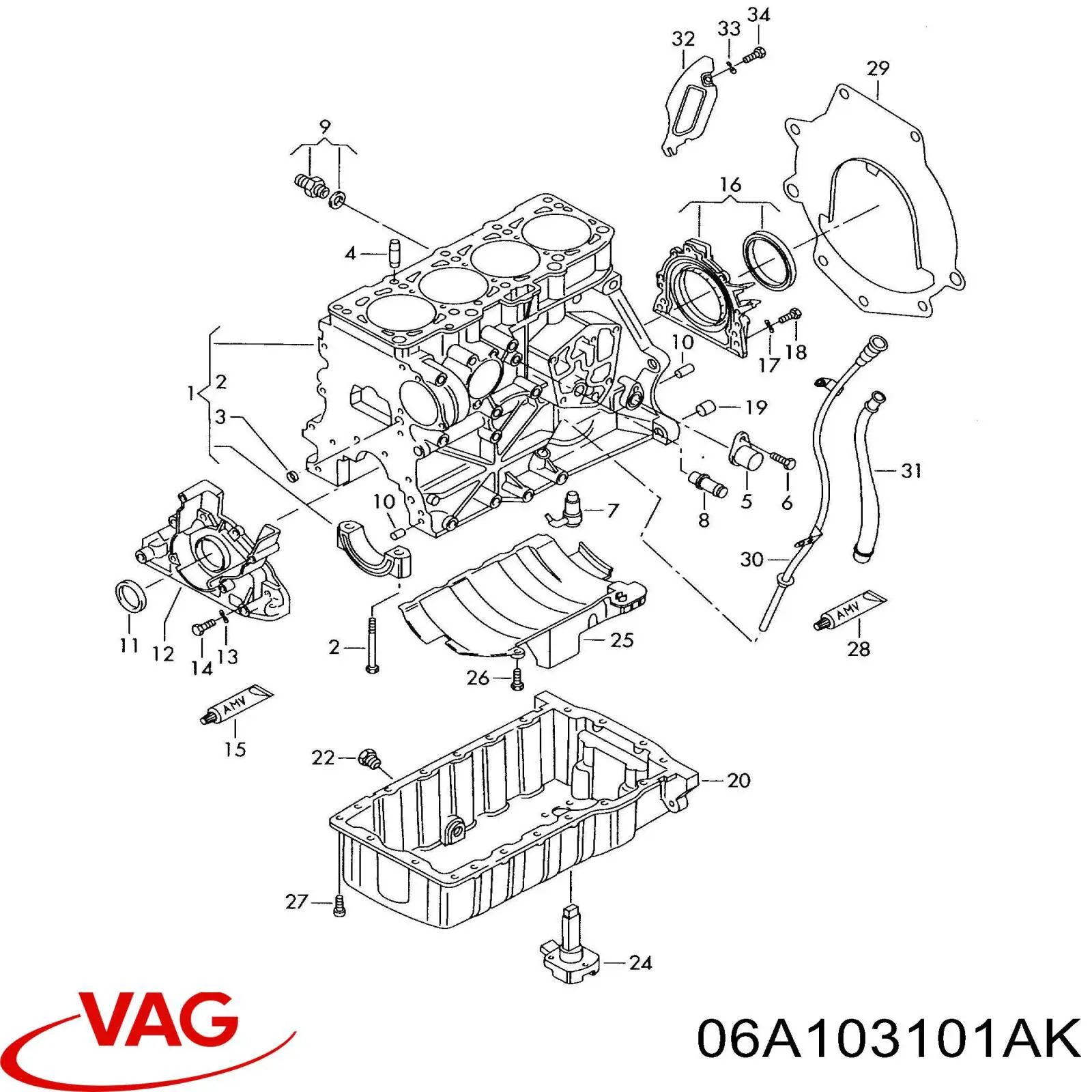 06A103011AK VAG Блок цилиндров