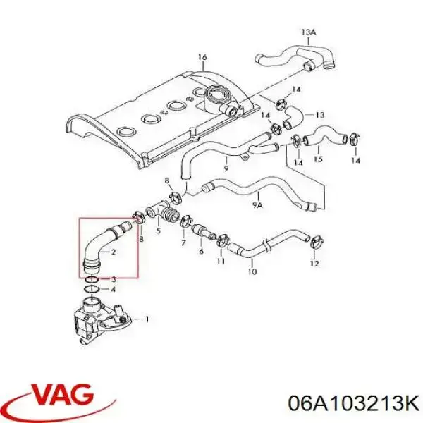 Патрубок вентиляции картера, маслоотделителя VAG 06A103213K цена, от 14.59 USD