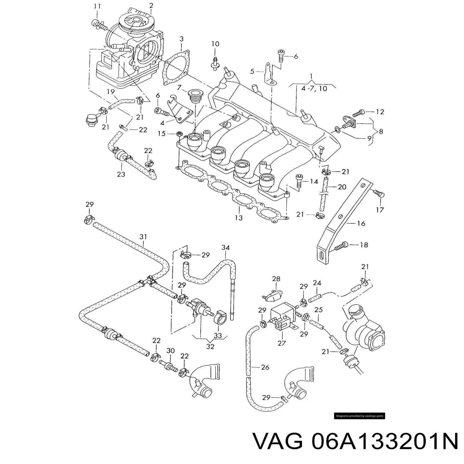 Коллектор впускной VAG 06A133201N цена, от 67.87 USD