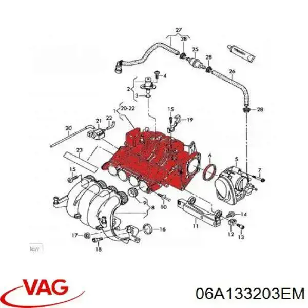 Коллектор впускной верхний NTY 06A133203DL цена, от 121.24 USD