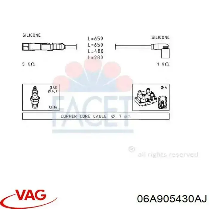 Провода зажигания VAG 06A905430AJ цена, от 12.71 USD