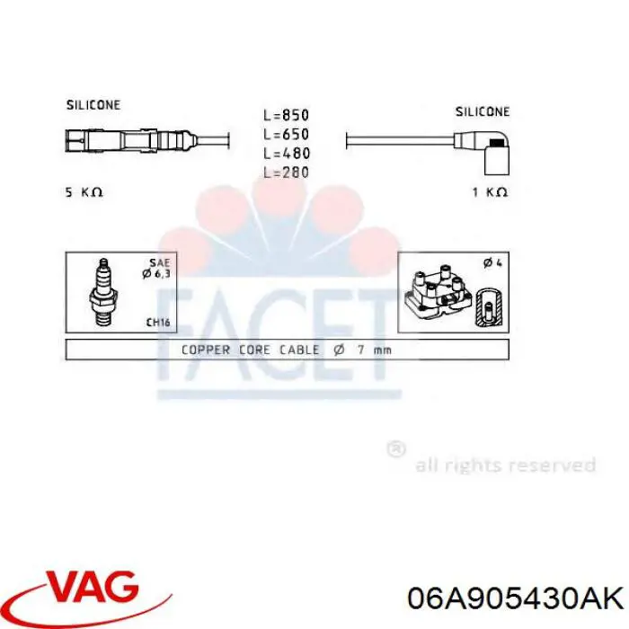Купить 06A905430AK VAG Провода высокого напряжения
