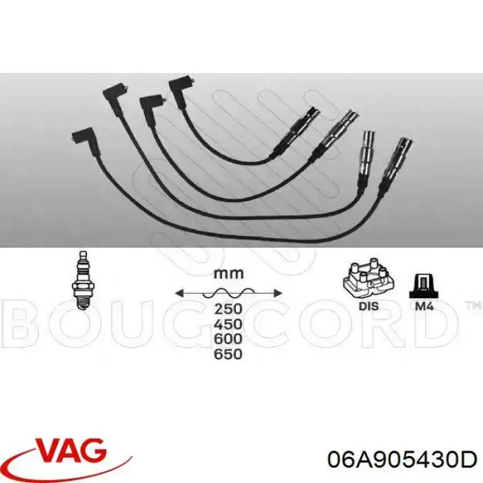 06A905430D VAG fio de alta voltagem, cilindro no. 1