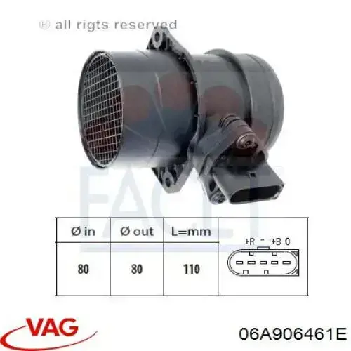 Датчик массового расхода воздуха VAG 06A906461E цена, от 49.18 USD