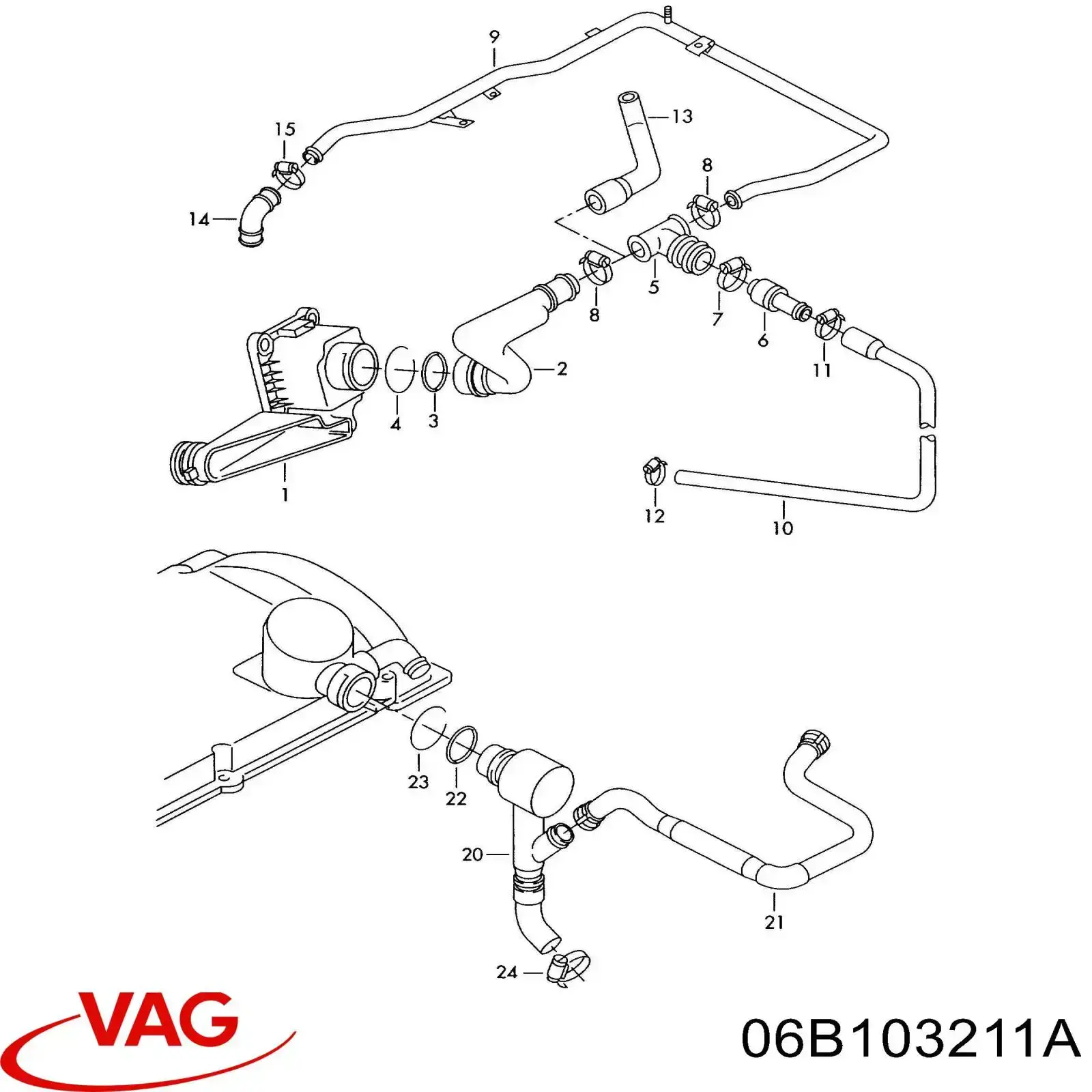 Купить 06B103211A VAG Трубка картера воздушная