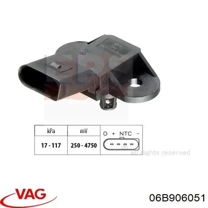 Датчик абсолютного давления в коллекторе VAG 06B906051 цена, от 6.33 USD