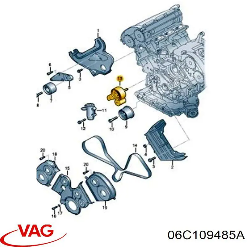 Ролик натяжителя ремня газораспределения VAG 06C109485A цена, от 59.86 USD