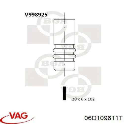 06D109611T VAG клапан выпускной