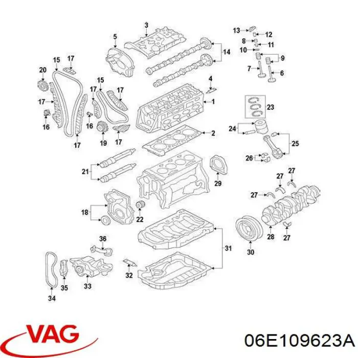 Пружина клапана VAG 06E109623AD цена, от 16.50 USD