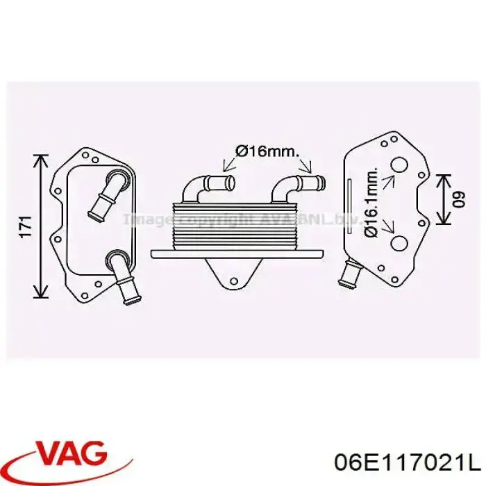 Масляный радиатор 06E117021L VAG