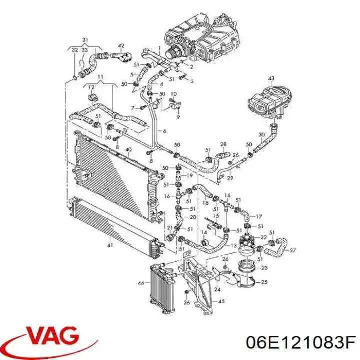06E121083F VAG шланг (патрубок системы охлаждения)
