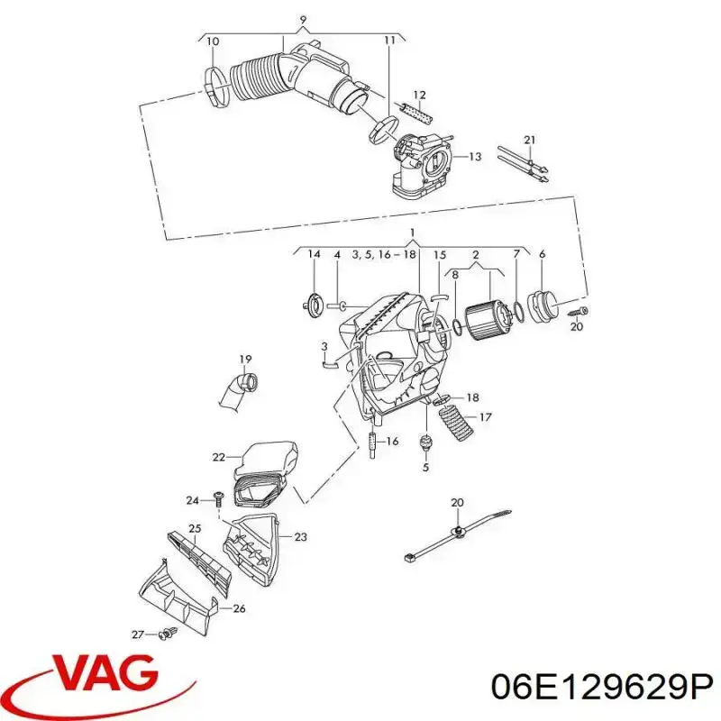 Выпускной патрубок воздушного фильтра 3T129001 AND