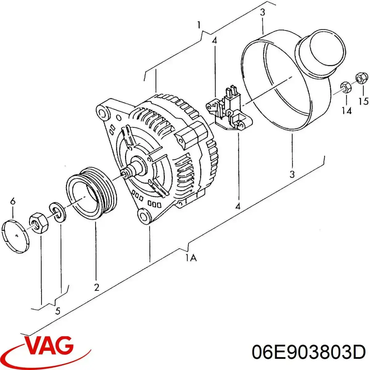 06E903803D VAG relê-regulador do gerador (relê de carregamento)