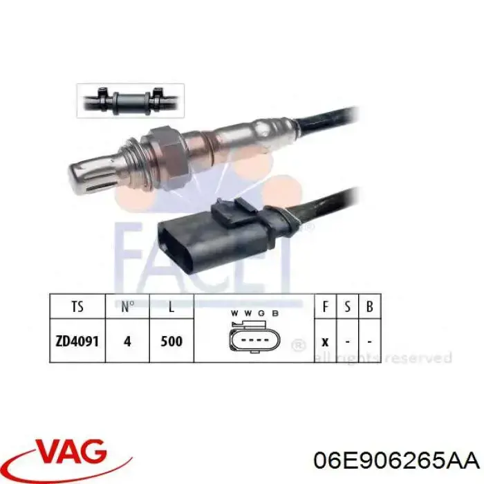 Sonda Lambda Sensor De Oxigeno Post Catalizador 06E906265AA VAG