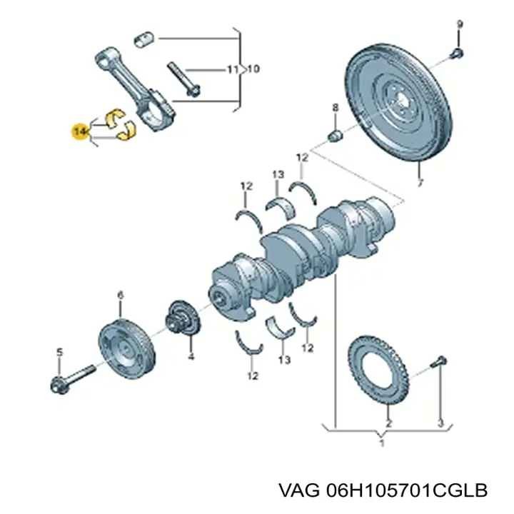 Вкладыши шатунные 06H105701CGLB VAG