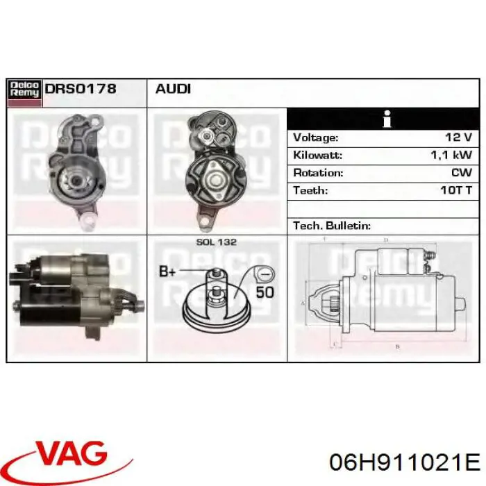 Купить 06H911021E VAG Стартер