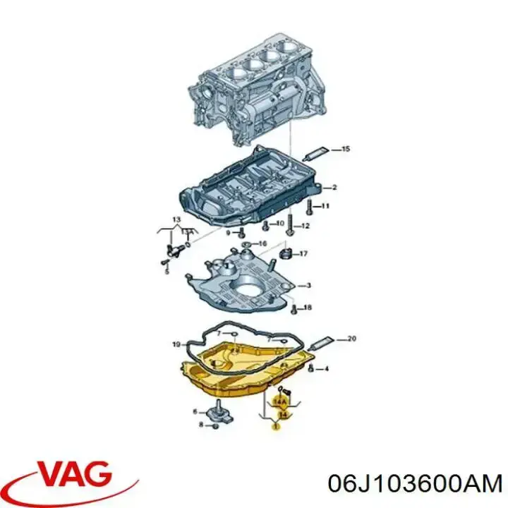Купить 06J103600AM VAG Поддон масляный картера двигателя, нижняя часть
