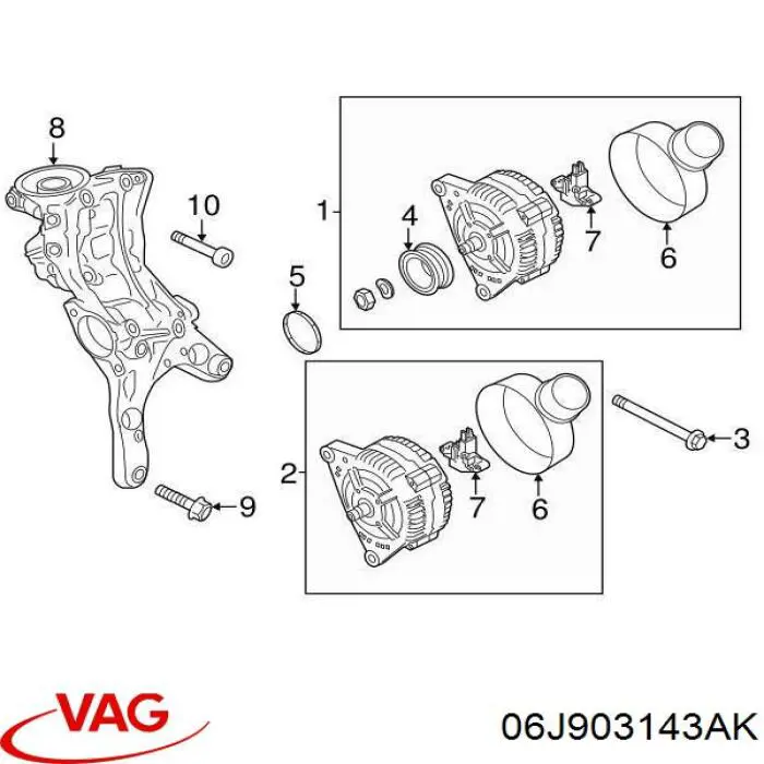 06J903143AK VAG Кронштейн крепления генератора