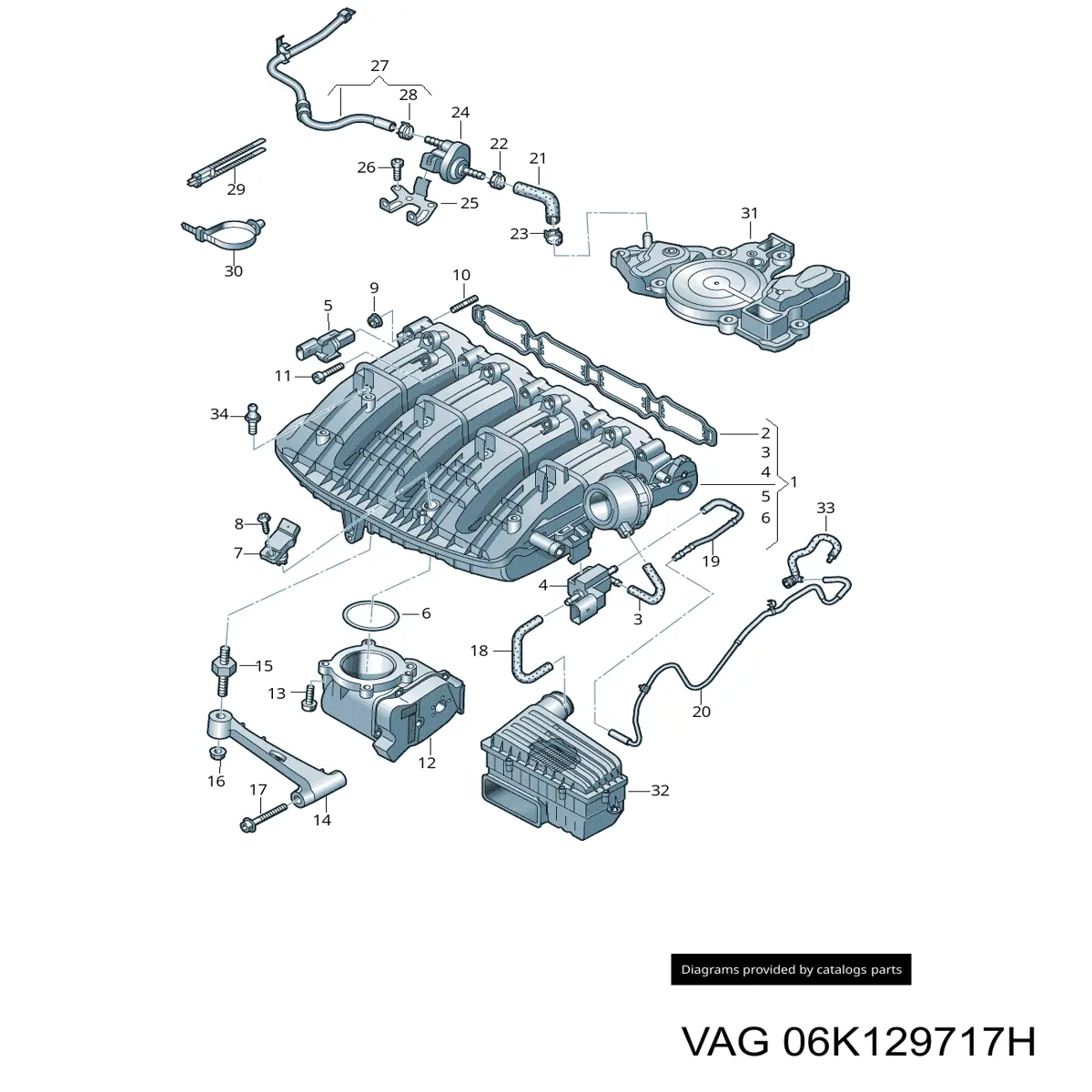 Прокладка впускного коллектора VAG 06K129717H