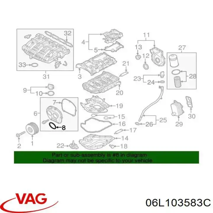 Junta del sensor de posición del árbol de levas 06L103583C VAG/Audi