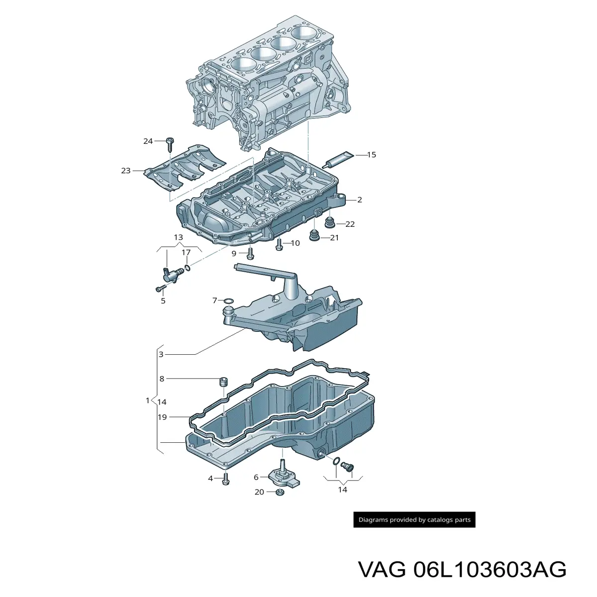 Поддон масляный картера двигателя, верхняя часть VAG 06L103603AG цена, от 377.56 USD
