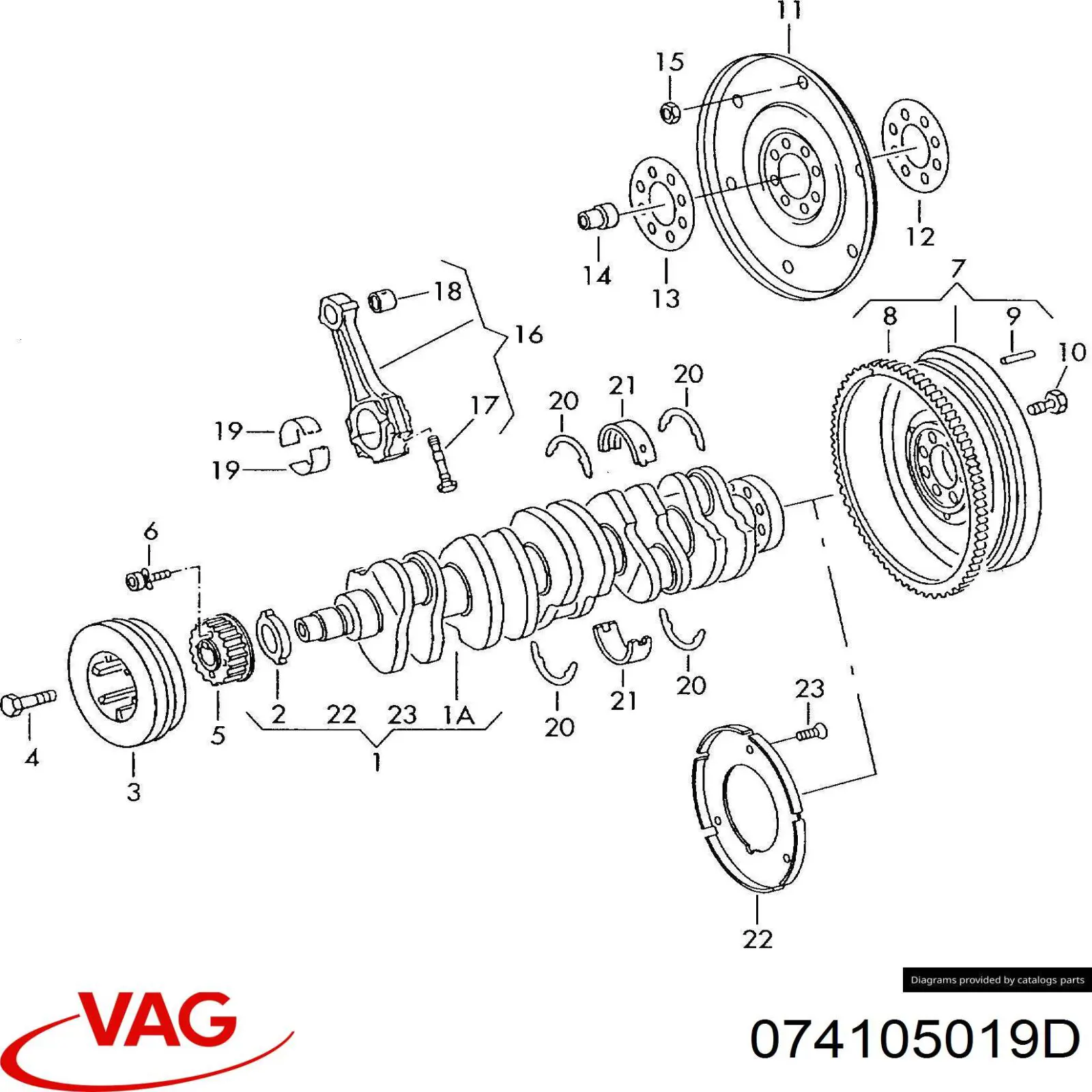 Вал коленчатый и маховик VAG 074105019D цена, от 168.50 USD
