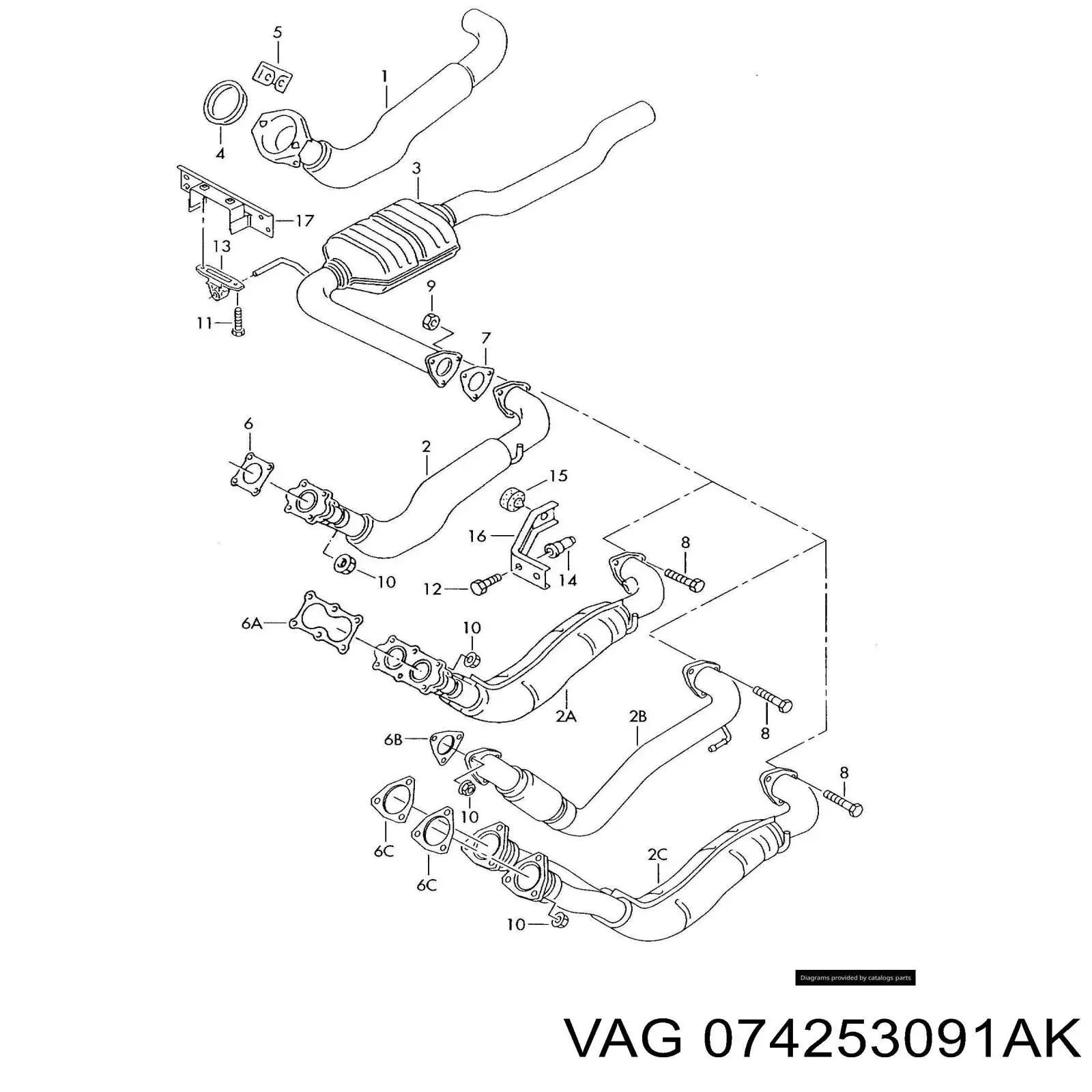 Приёмная труба 074253091AK VAG