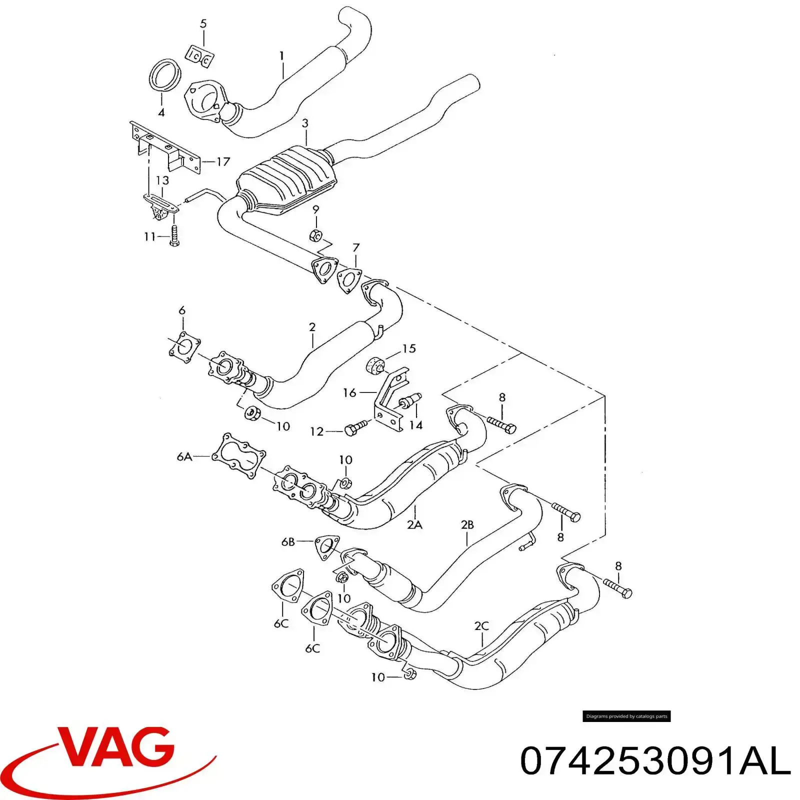 Купить 074253091AL VAG Приёмная труба