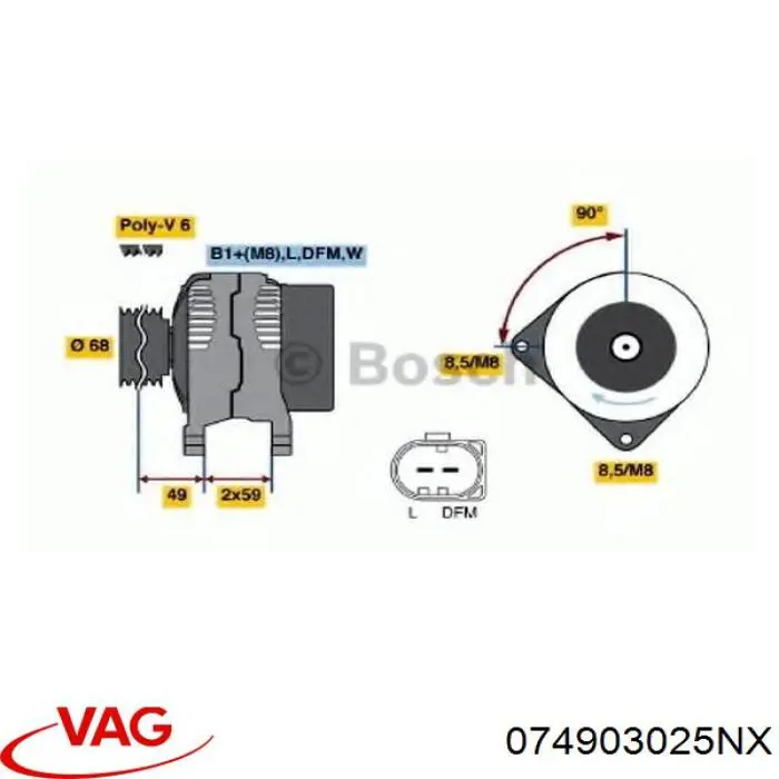 Автомобильный генератор VAG 074903025NX цена, от 144.83 USD