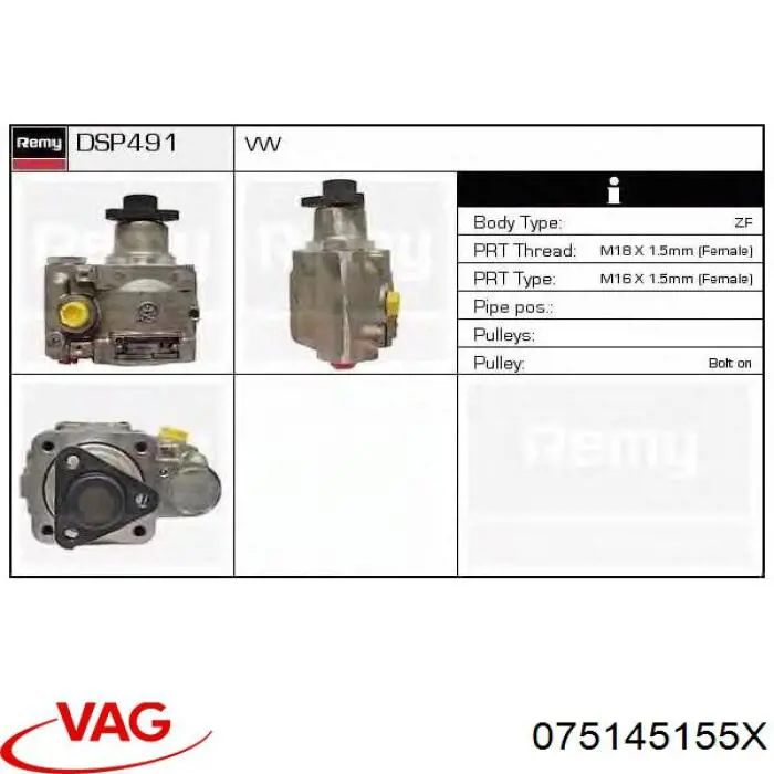 075145155X VAG bomba da direção hidrâulica assistida