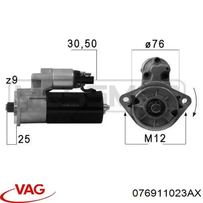 Стартер двигателя VAG 076911023AX