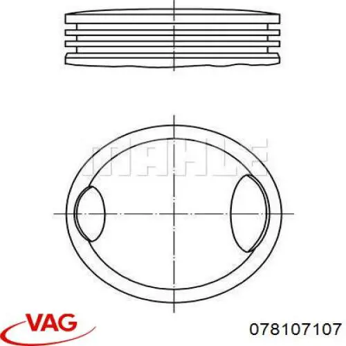 Поршень в комплекте на 1 цилиндр, 2-й ремонт (+0,50) VAG 078107107 цена, от 106.68 USD