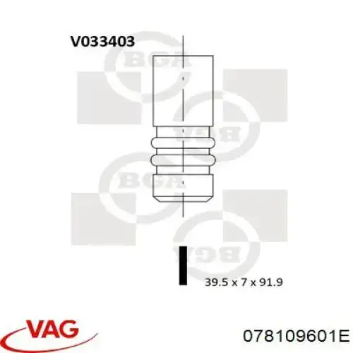 Купить 078109601E VAG Впускной клапан