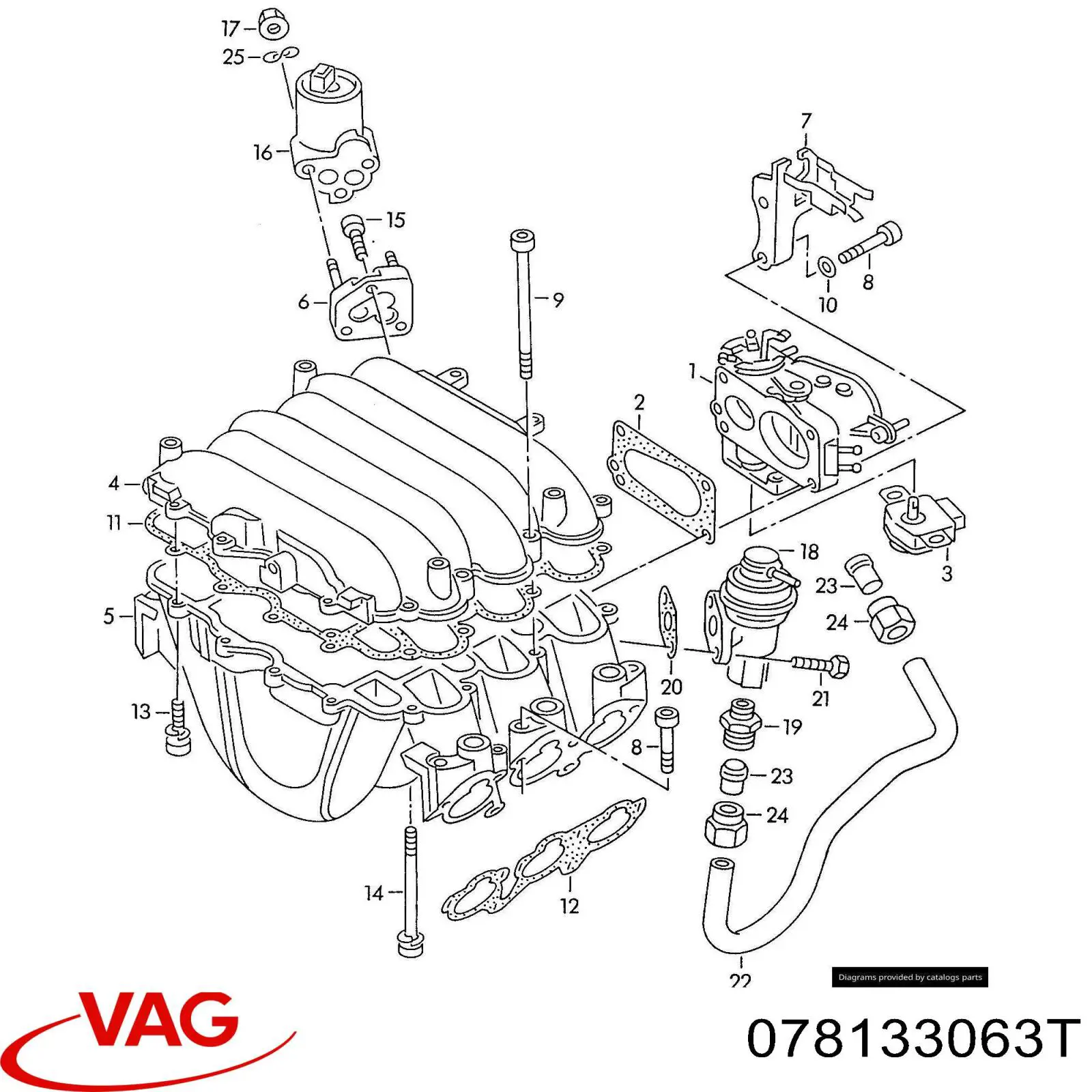 Дроссельная заслонка 078133063P VAG