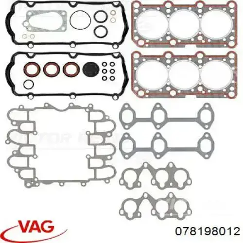 078198012 VAG комплект прокладок двигателя верхний