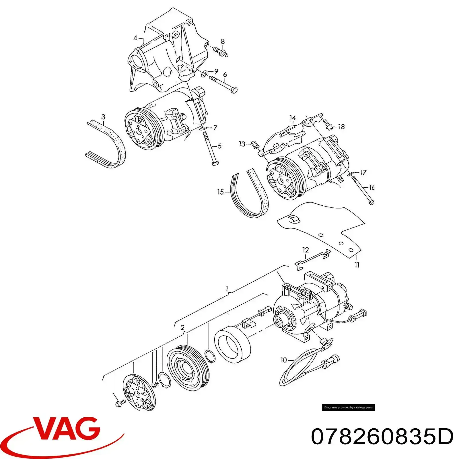 Кронштейн компрессора кондиционера VAG 078260835C цена, от 19.00 USD