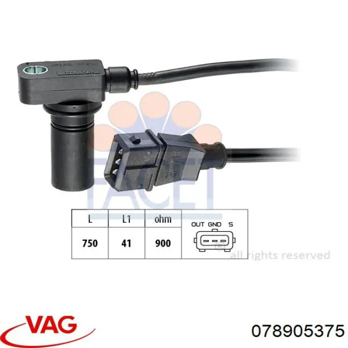 Датчик положения коленчатого вала VAG 078905375 цена, от 21.27 USD