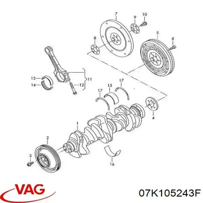 Демпфер коленвала VAG 07K105243F
