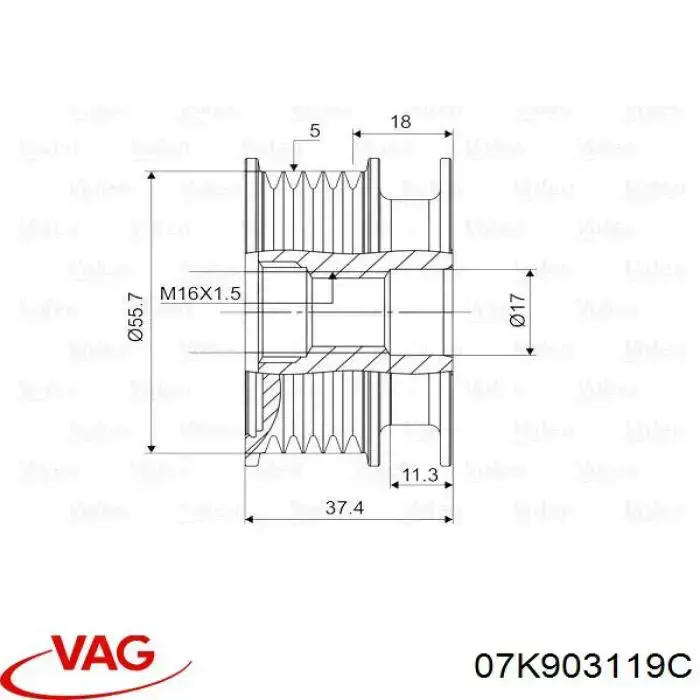 Муфта генератора VAG 07K903119C