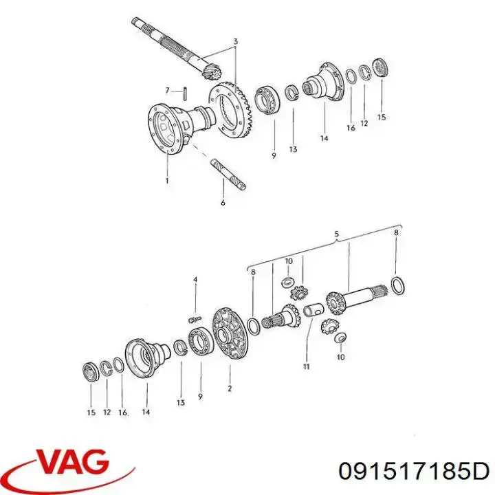 Подшипник задней ступицы 091517185D VAG