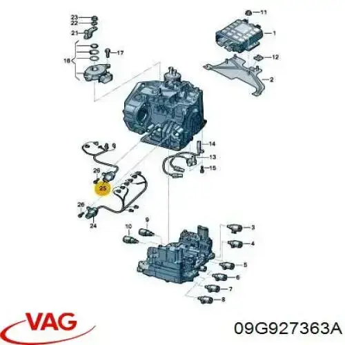 Заглушка задней крышки КПП 09G927363A VAG