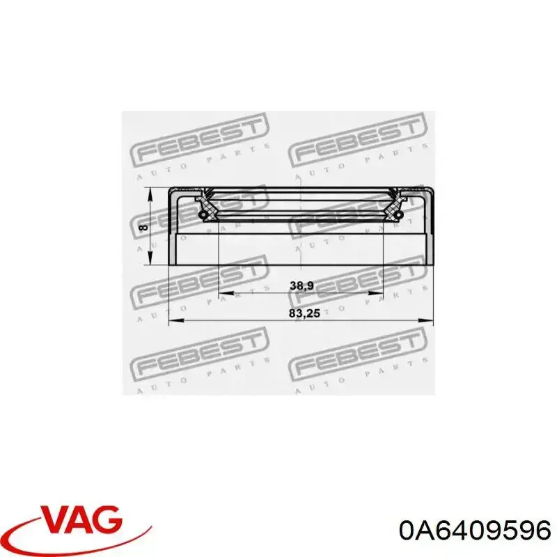 Купить 0A6409596 VAG Сальник раздаточной коробки, первичного вала