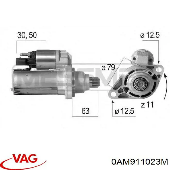 Купить 0AM911023M VAG Стартер